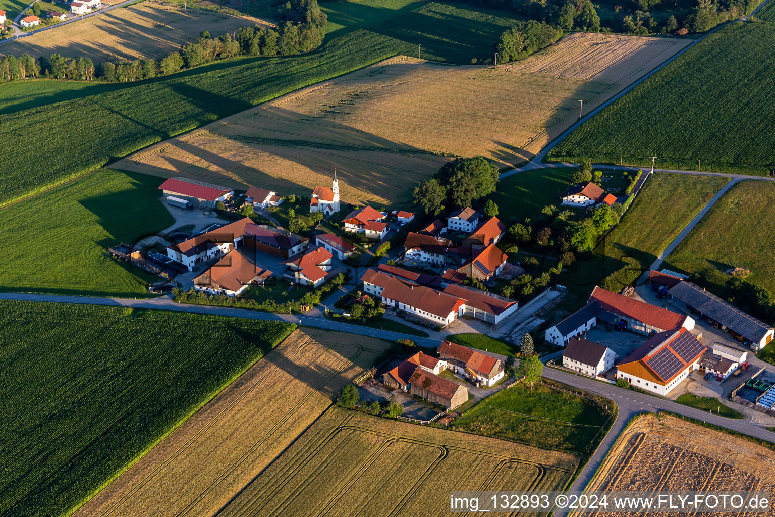 Aerial view of District Freundorf in Aldersbach in the state Bavaria, Germany