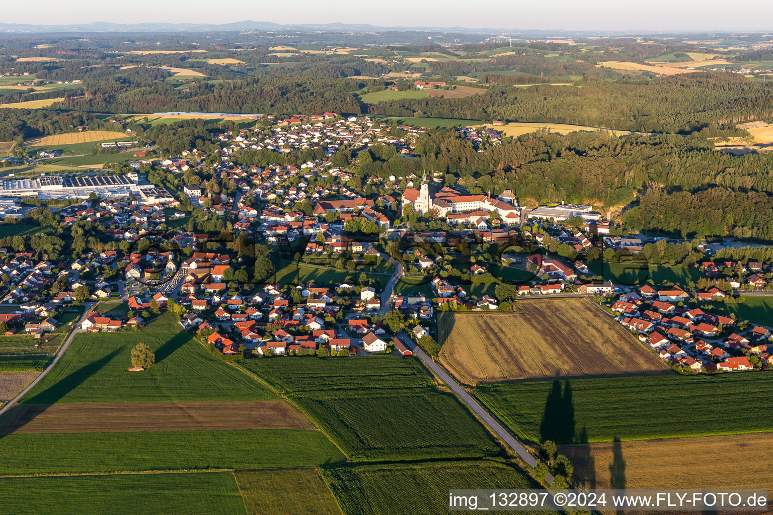 Aerial view of District Sankt Peter in Aldersbach in the state Bavaria, Germany