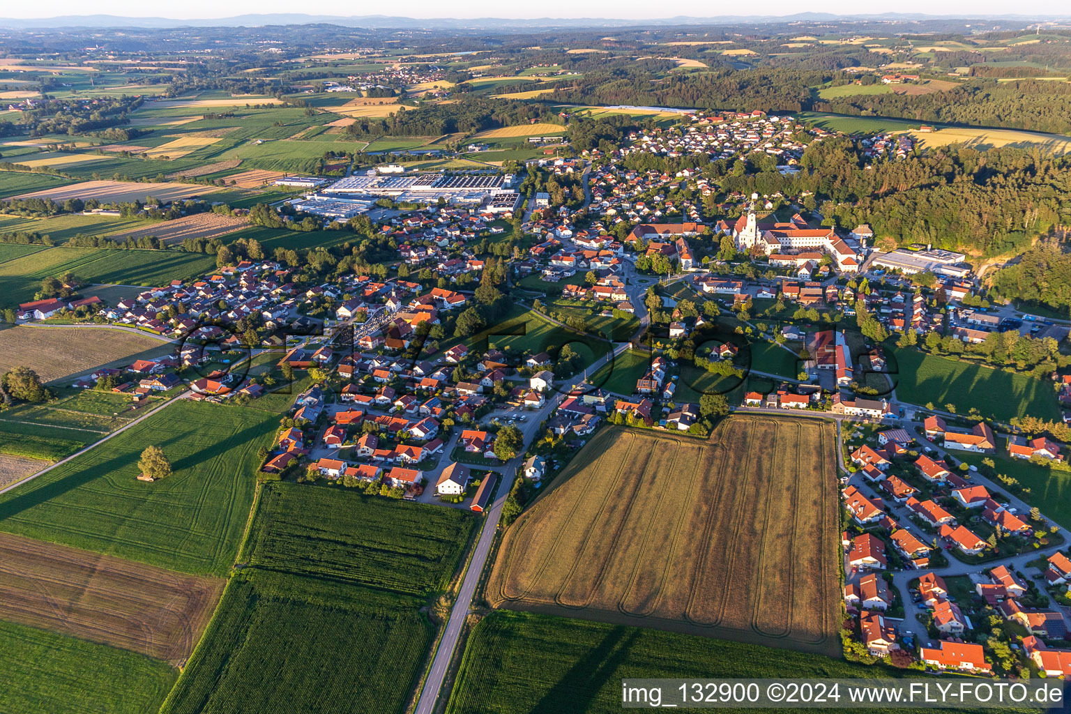 Oblique view of District Sankt Peter in Aldersbach in the state Bavaria, Germany