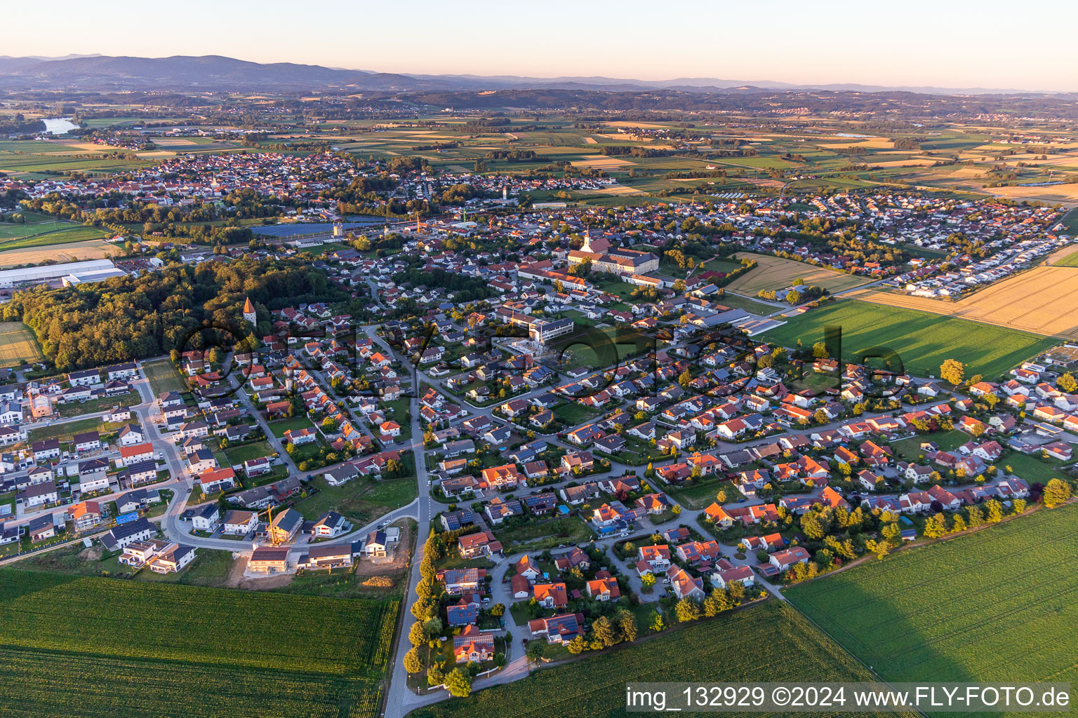 Aerial view of District Altenmarkt in Osterhofen in the state Bavaria, Germany