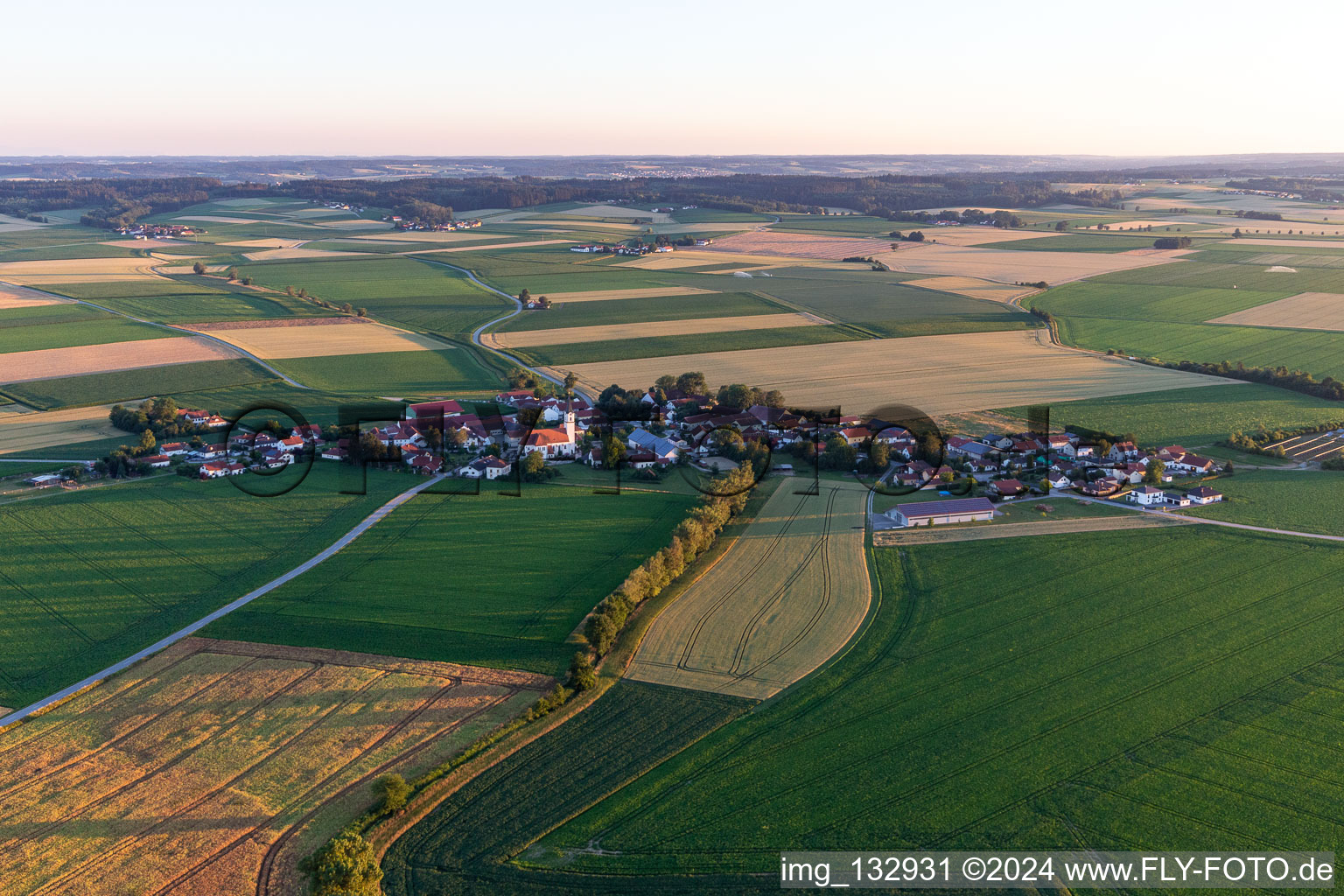 Aerial view of District Kirchdorf bei Osterhofen in Osterhofen in the state Bavaria, Germany