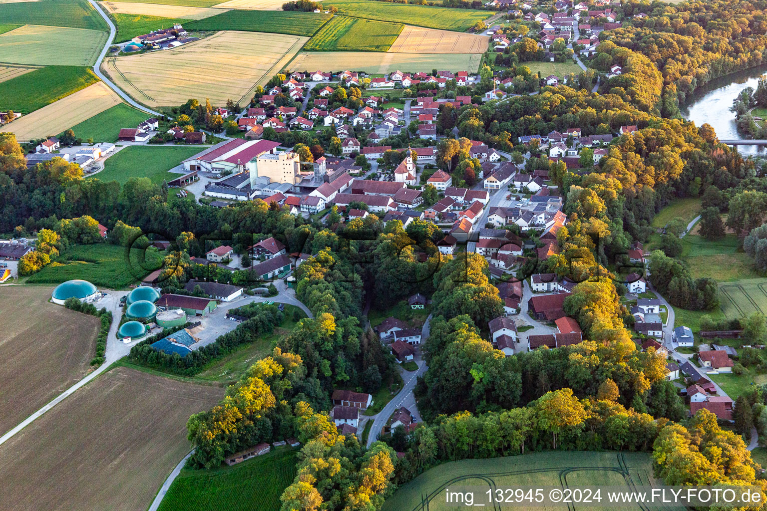 Aerial photograpy of District Ettling in Wallersdorf in the state Bavaria, Germany