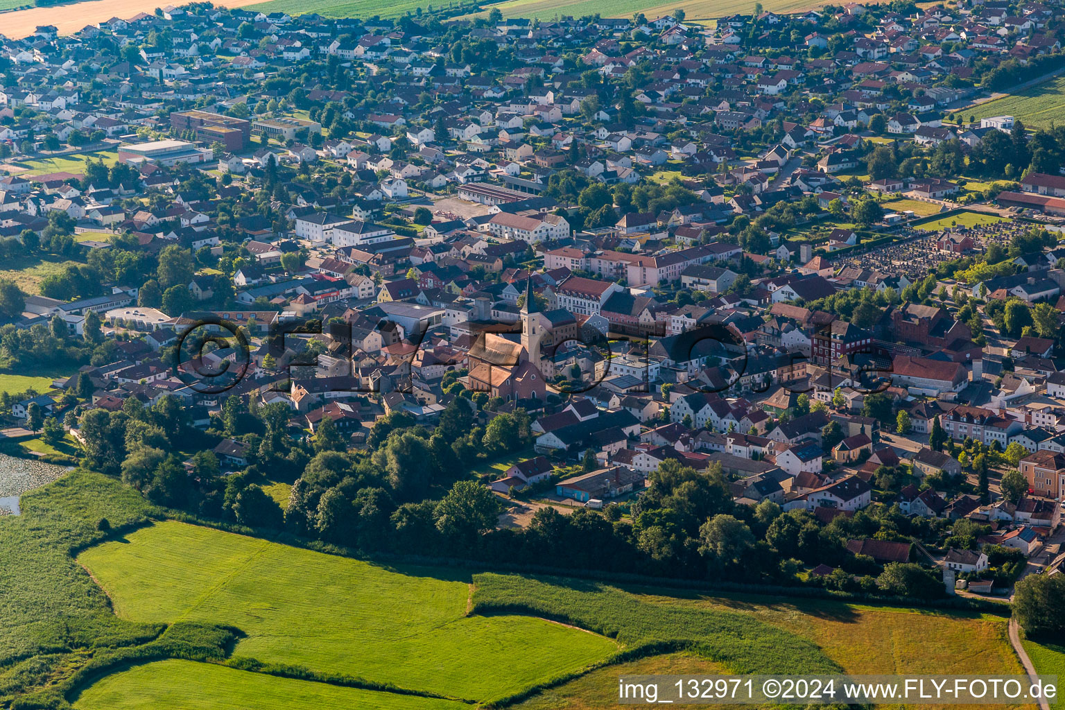 Aerial view of District Loitersdorf in Frontenhausen in the state Bavaria, Germany