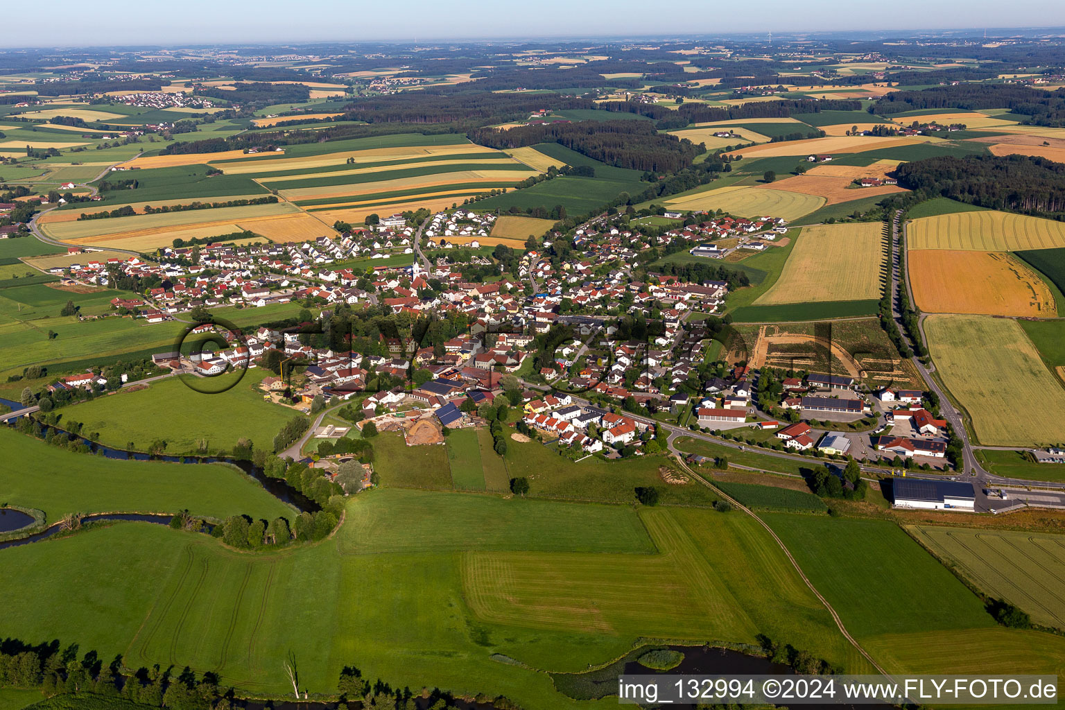 Aerial view of Gerzen in the state Bavaria, Germany