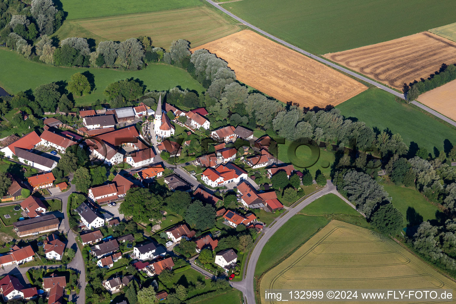 Aerial view of On the Vils near Rutting in the district Leberskirchen in Schalkham in the state Bavaria, Germany