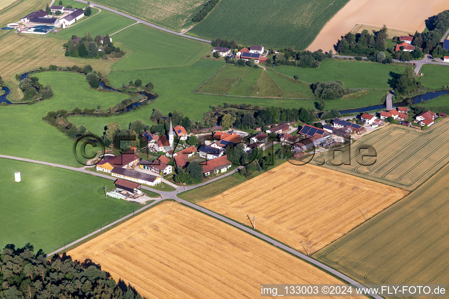 Oblique view of On the Vils near Rutting in the district Leberskirchen in Schalkham in the state Bavaria, Germany