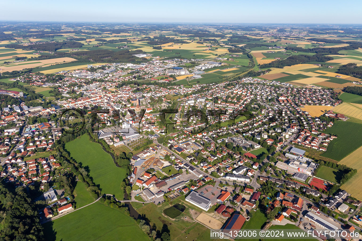 Aerial view of Vilsbiburg in the state Bavaria, Germany