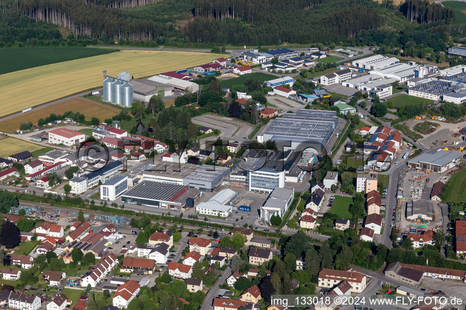 Industrial area Industriestrasse in Vilsbiburg in the state Bavaria, Germany