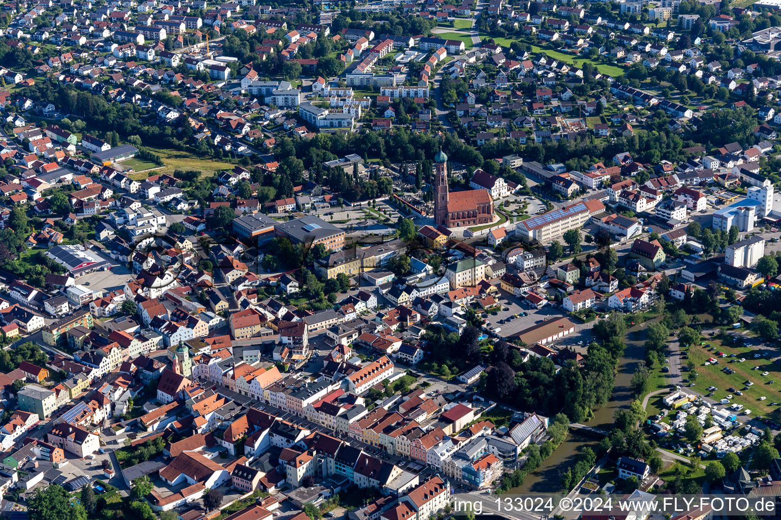 Aerial view of District Thalham in Vilsbiburg in the state Bavaria, Germany