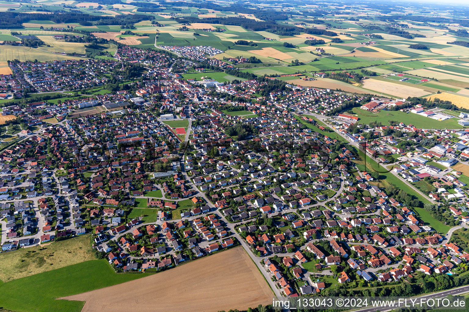 Oblique view of Geisenhausen in the state Bavaria, Germany