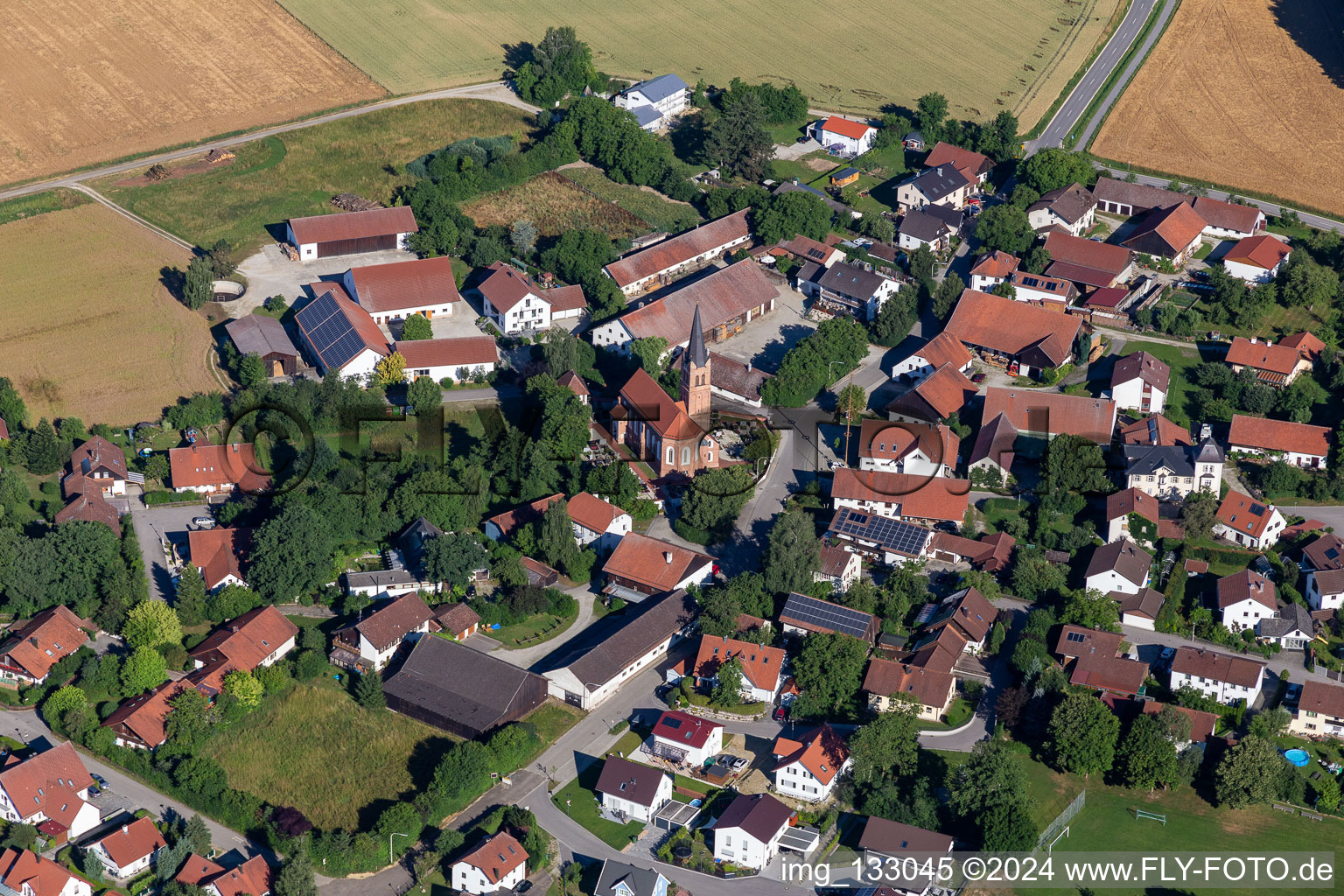 Aerial view of District Hohenegglkofen in Kumhausen in the state Bavaria, Germany