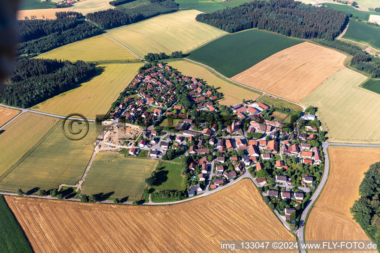 Oblique view of District Hohenegglkofen in Kumhausen in the state Bavaria, Germany