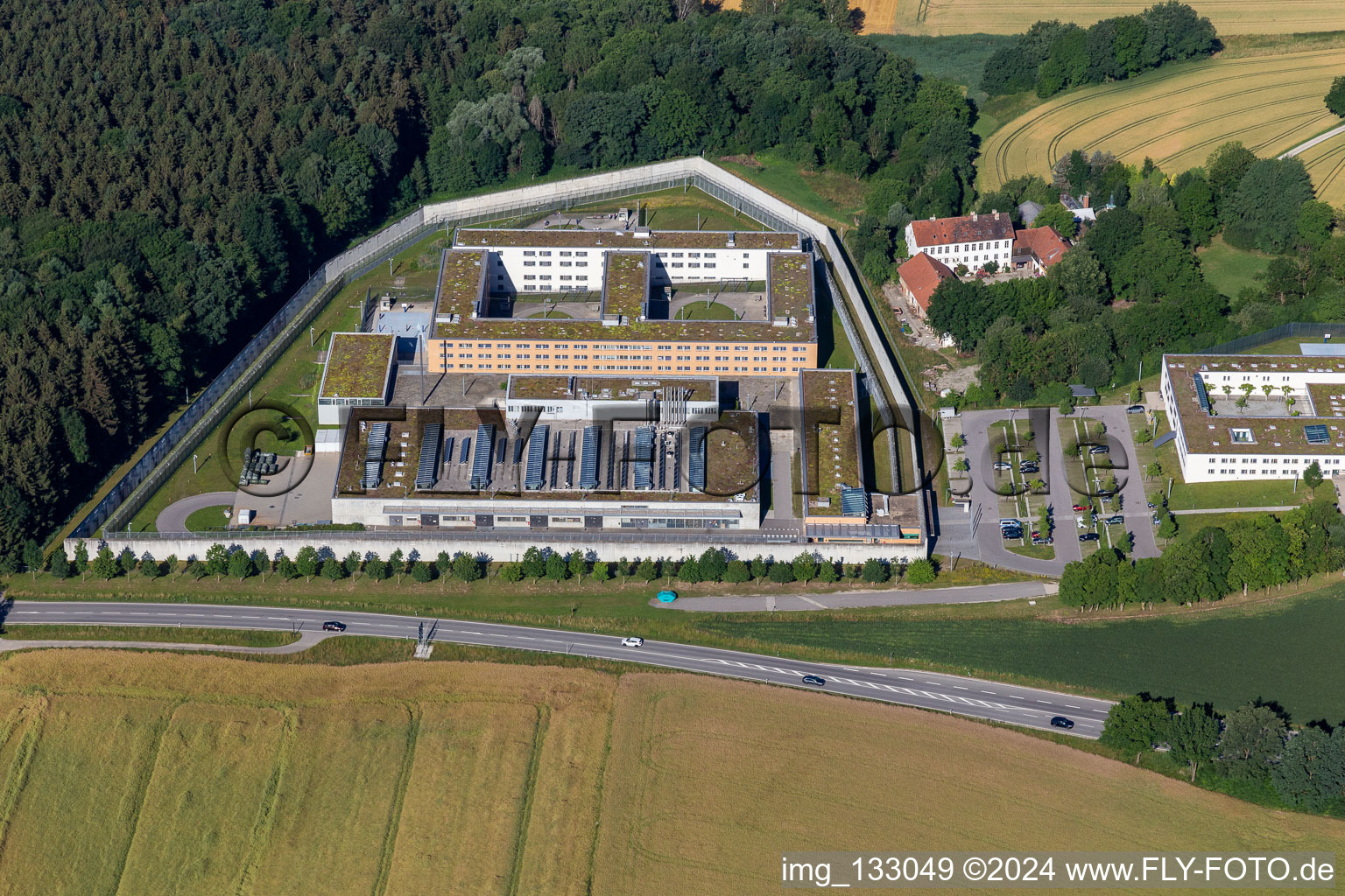 Aerial view of Correctional facility Landshut in the district Altenbach in Landshut in the state Bavaria, Germany