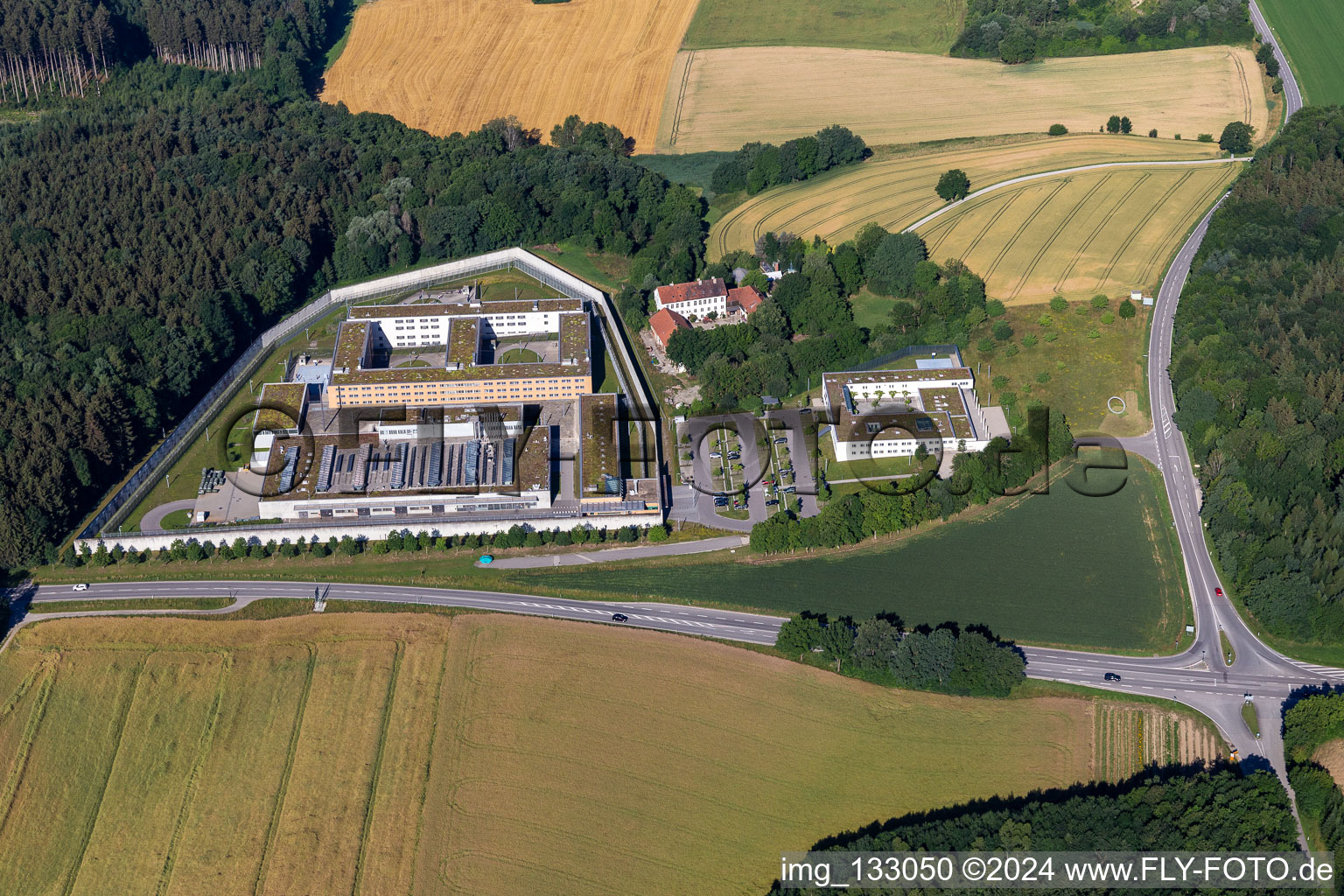 Aerial photograpy of Correctional facility Landshut in the district Altenbach in Landshut in the state Bavaria, Germany