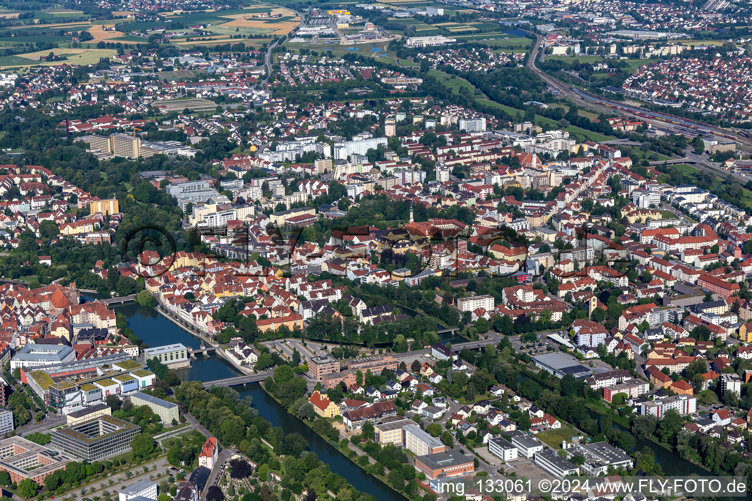 Hammerinsel between Isar and small Isar in Landshut in the state Bavaria, Germany