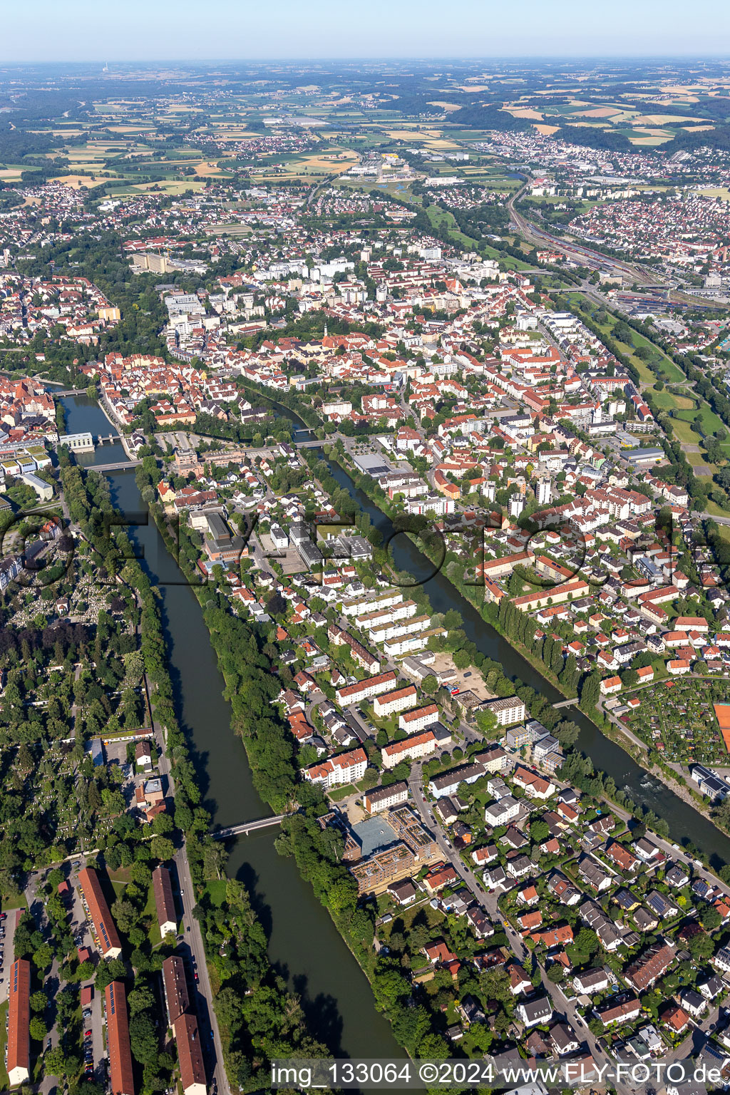 Hammerinsel between Isar and small Isar in the district Moniberg in Landshut in the state Bavaria, Germany