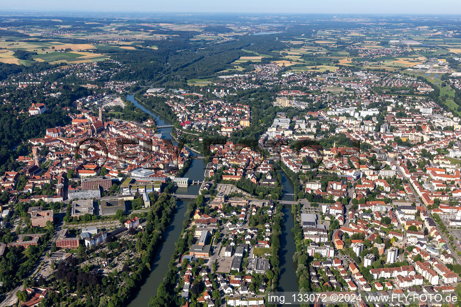 Aerial photograpy of Landshut in the state Bavaria, Germany