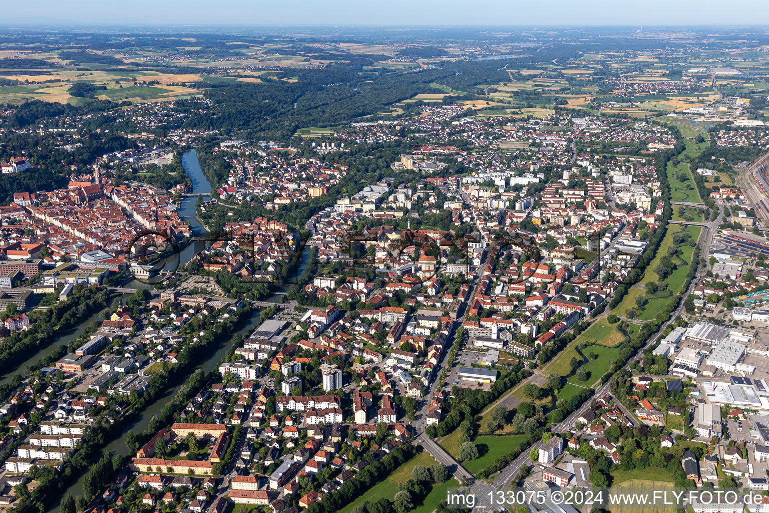 Oblique view of Landshut in the state Bavaria, Germany