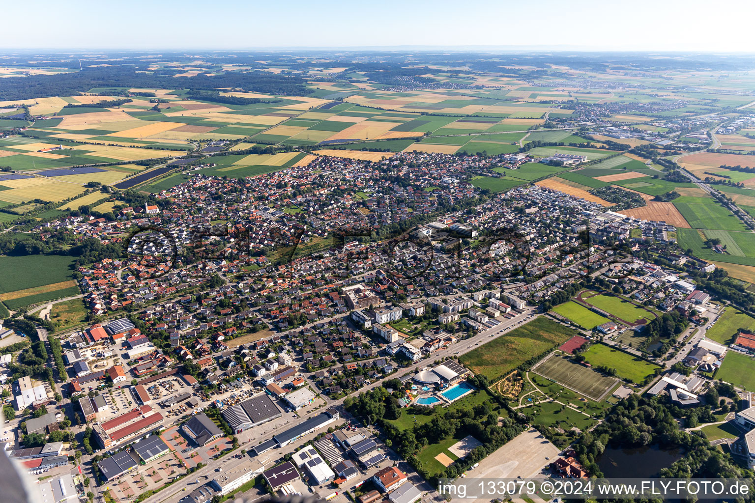 Aerial view of Ergolding in the state Bavaria, Germany