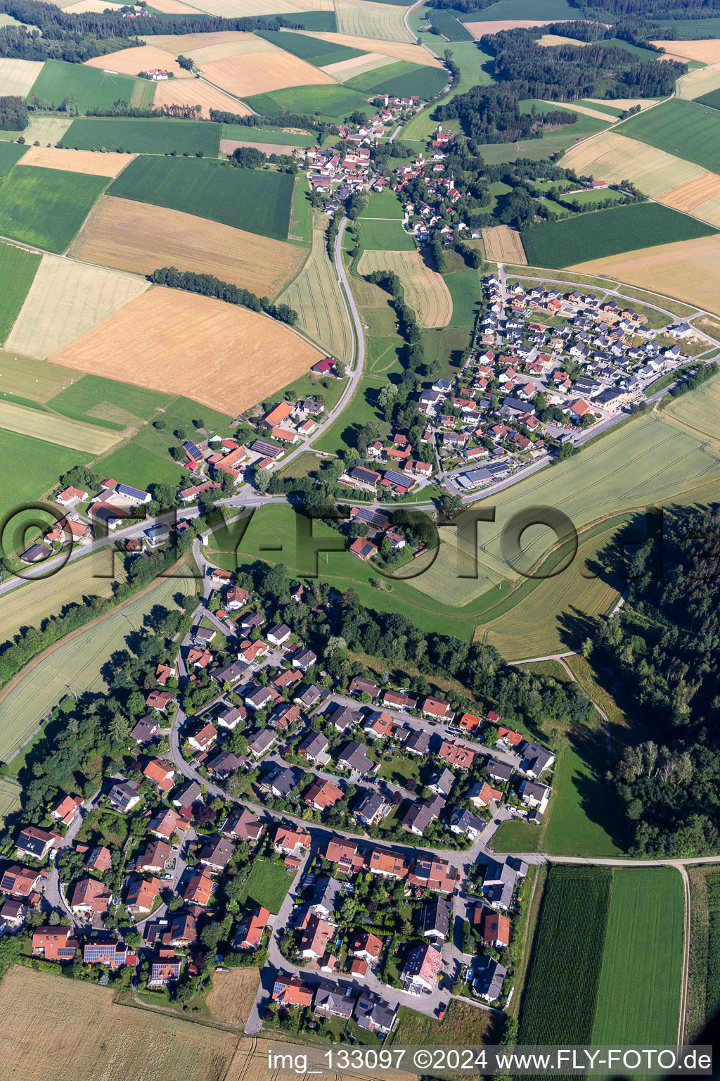 Aerial view of District Unterglaim in Ergolding in the state Bavaria, Germany