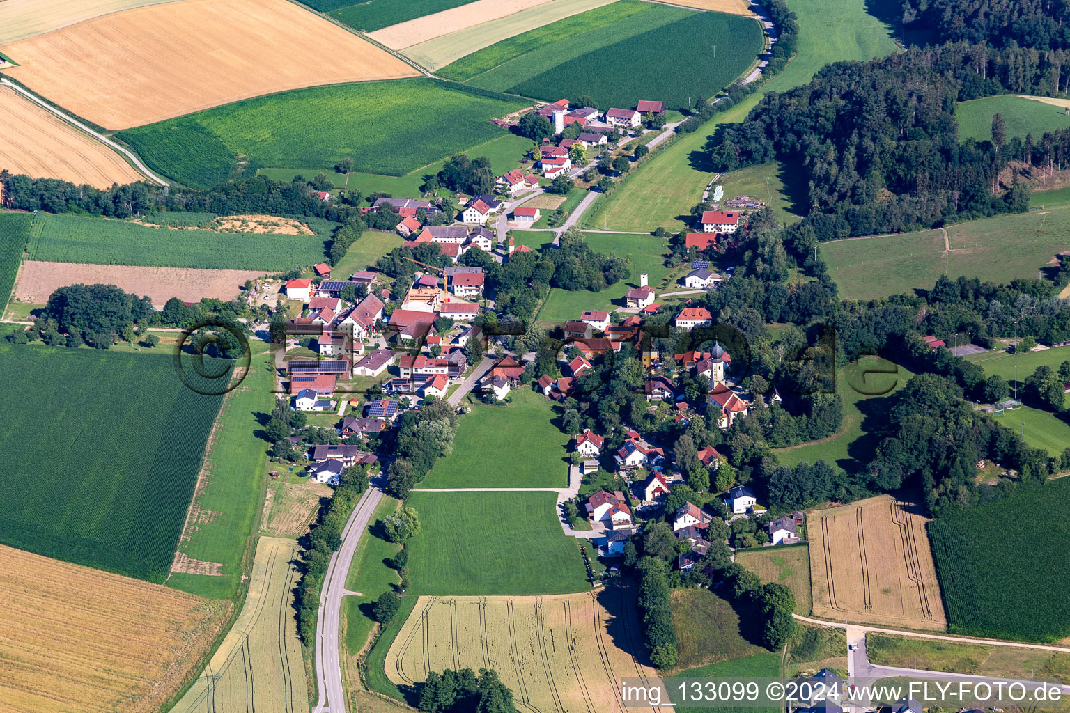 Aerial view of District Oberglaim in Ergolding in the state Bavaria, Germany