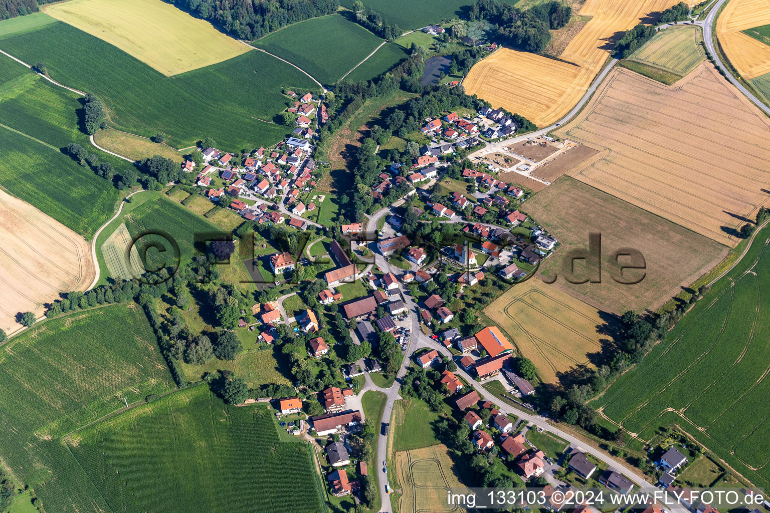 Aerial view of District Weihenstephan in Hohenthann in the state Bavaria, Germany