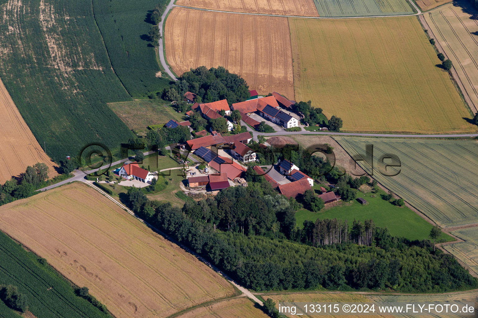 Aerial view of District Pfeffendorf in Rottenburg an der Laaber in the state Bavaria, Germany