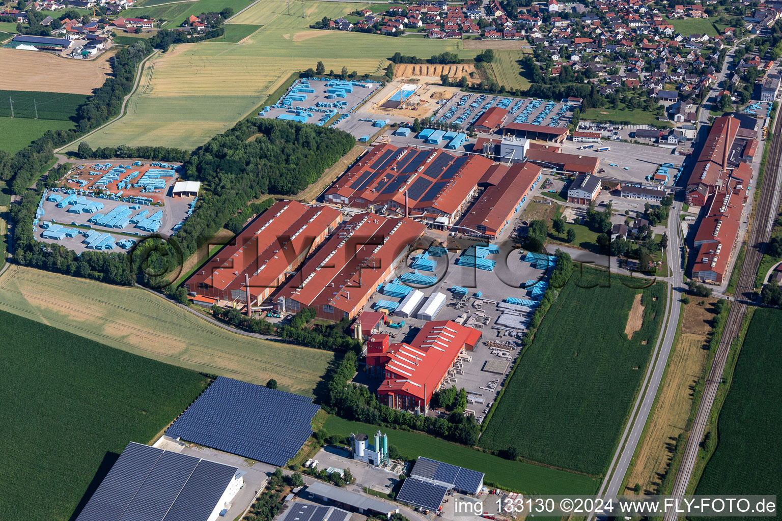 Neufahrn-Süd industrial estate with ERLUS AG in the district Iffelkofen in Ergoldsbach in the state Bavaria, Germany