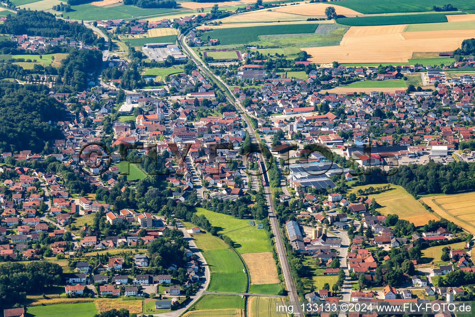 Aerial view of District Prinkofen in Ergoldsbach in the state Bavaria, Germany