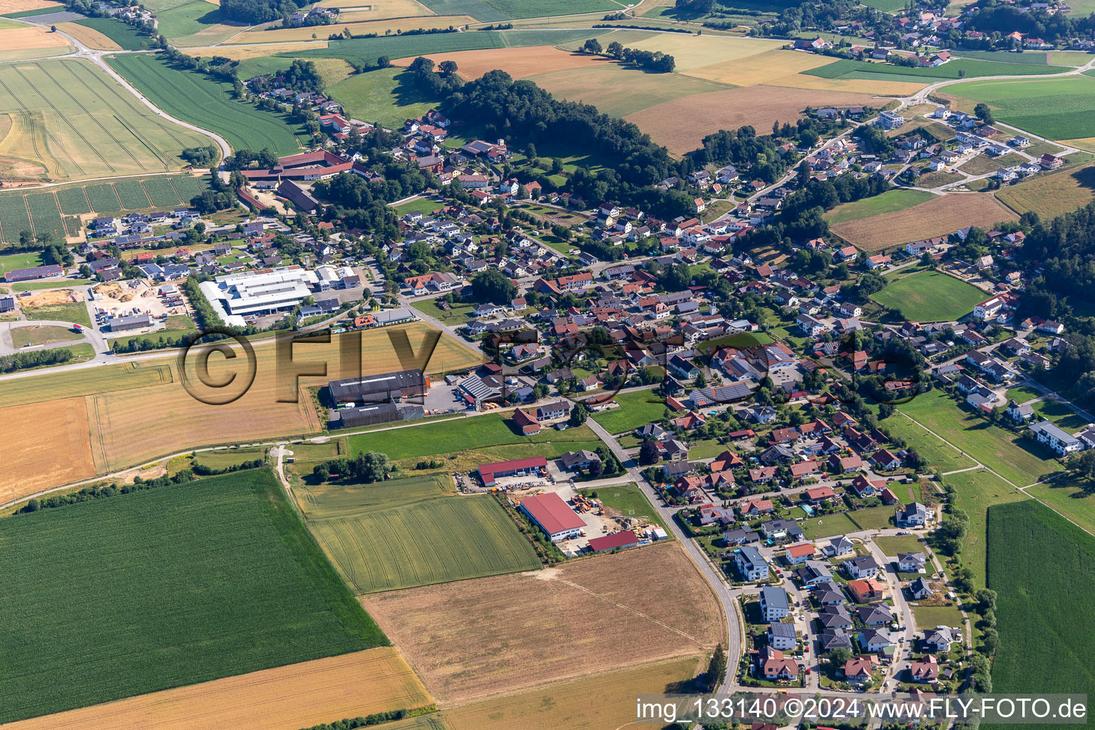 Aerial view of Bayerbach bei Ergoldsbach in the state Bavaria, Germany