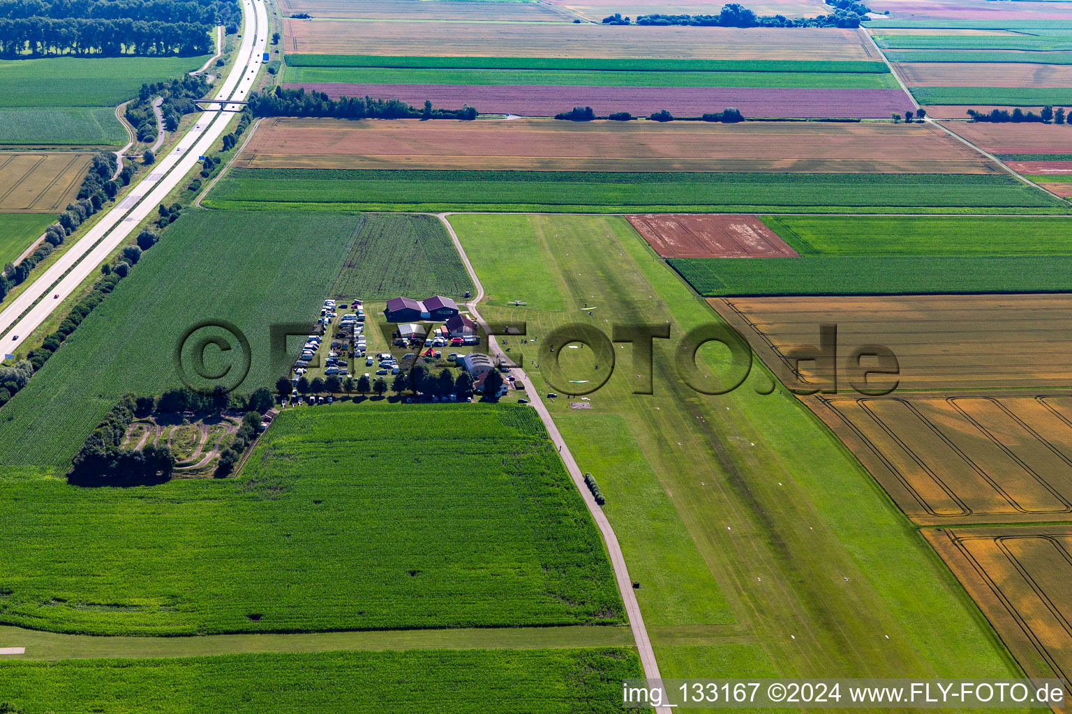 Aerial view of Airport Dingolfing in the district Höll in Dingolfing in the state Bavaria, Germany