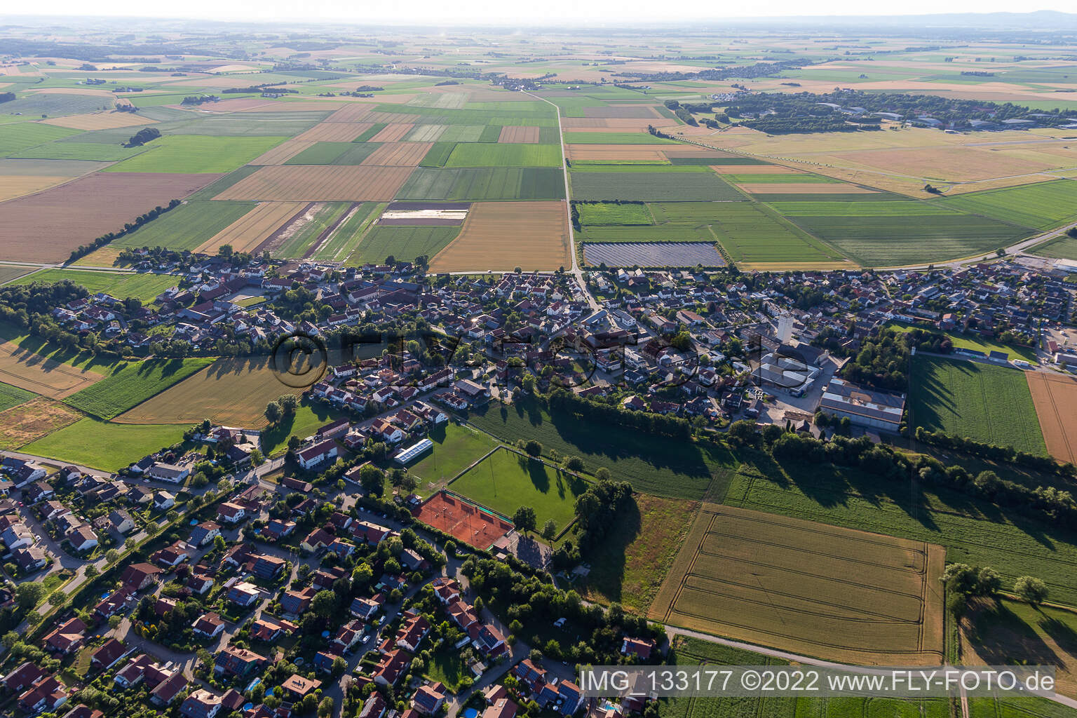 Aerial photograpy of Salching in the state Bavaria, Germany