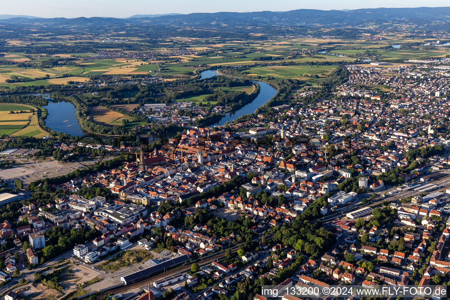 Oblique view of Straubing in the state Bavaria, Germany