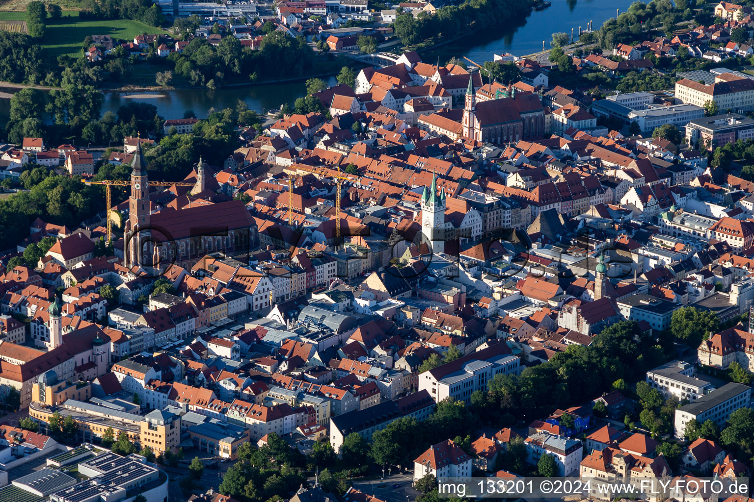 Old town of Straubing on the Danube in the district Frauenbründl in Straubing in the state Bavaria, Germany