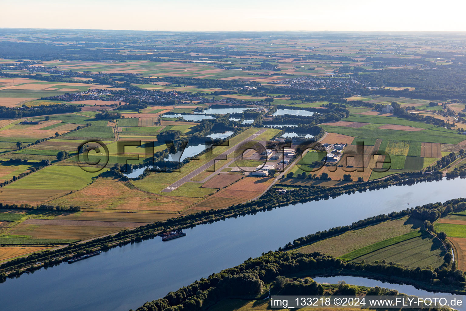 Aerial view of Straubing-Wallmühle Airport in Atting in the state Bavaria, Germany