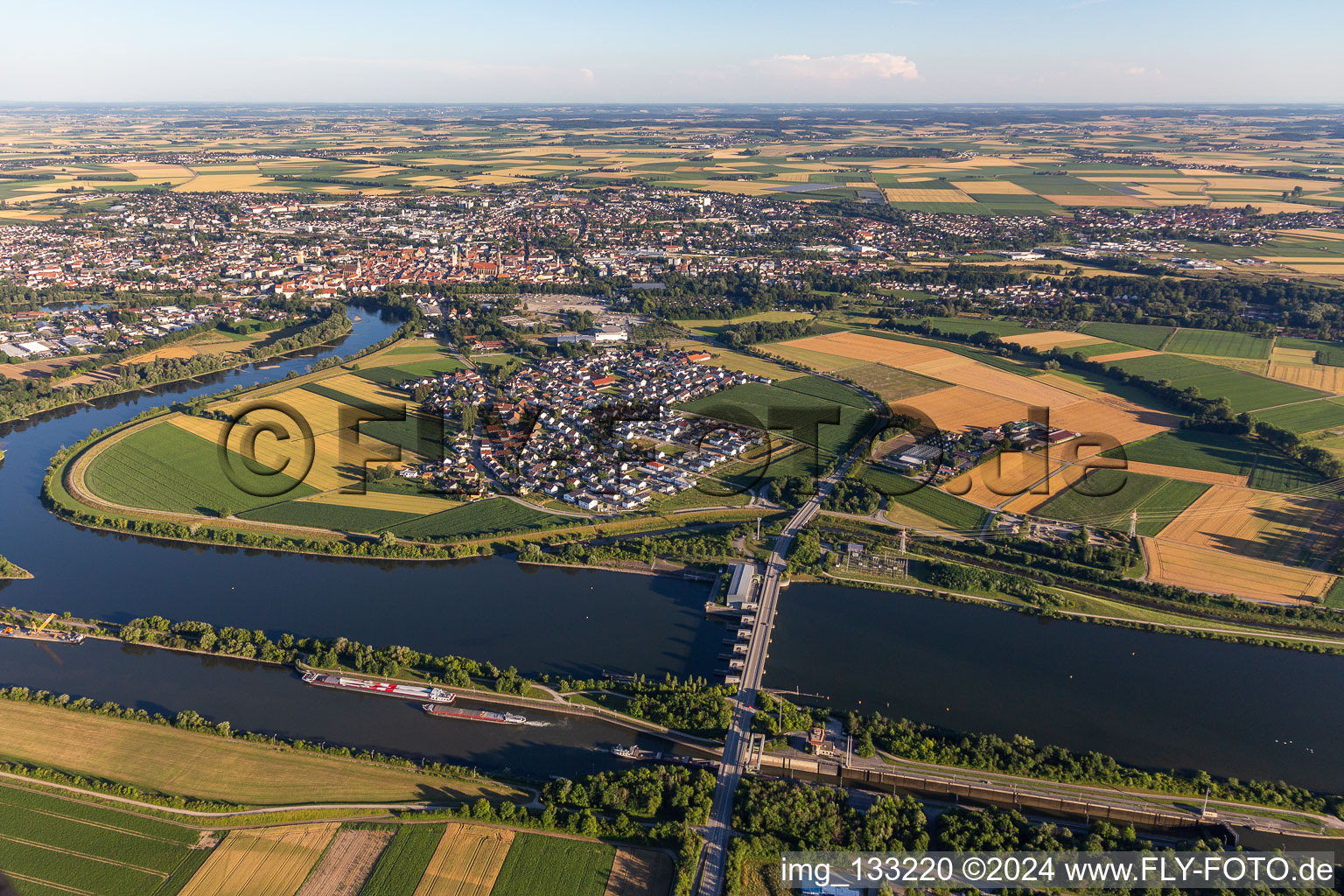 Danube and Kagers before Straubing in the district Kagers in Straubing in the state Bavaria, Germany