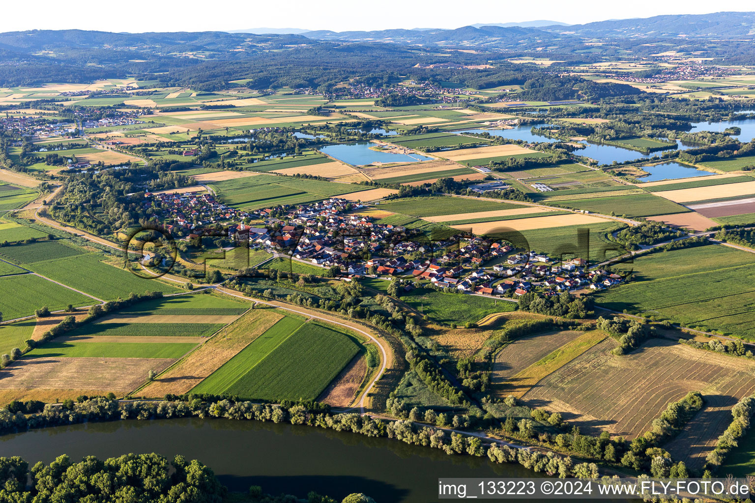 Aerial view of District Kößnach in Kirchroth in the state Bavaria, Germany