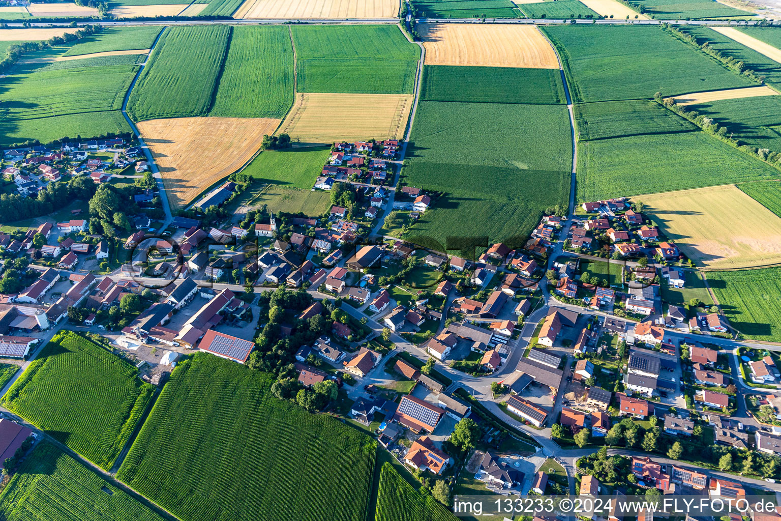 Aerial view of District Oberzeitldorn in Kirchroth in the state Bavaria, Germany