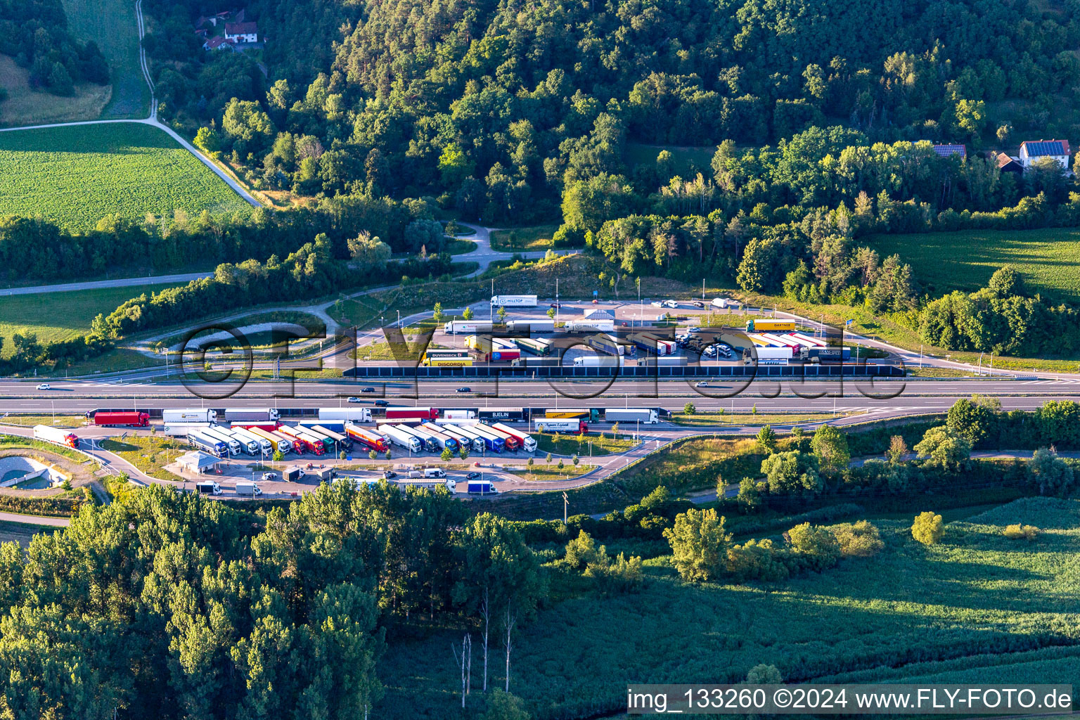 Tiefenthal / Wiesenttal car park on the A3 in the district Hungersdorf in Wörth an der Donau in the state Bavaria, Germany