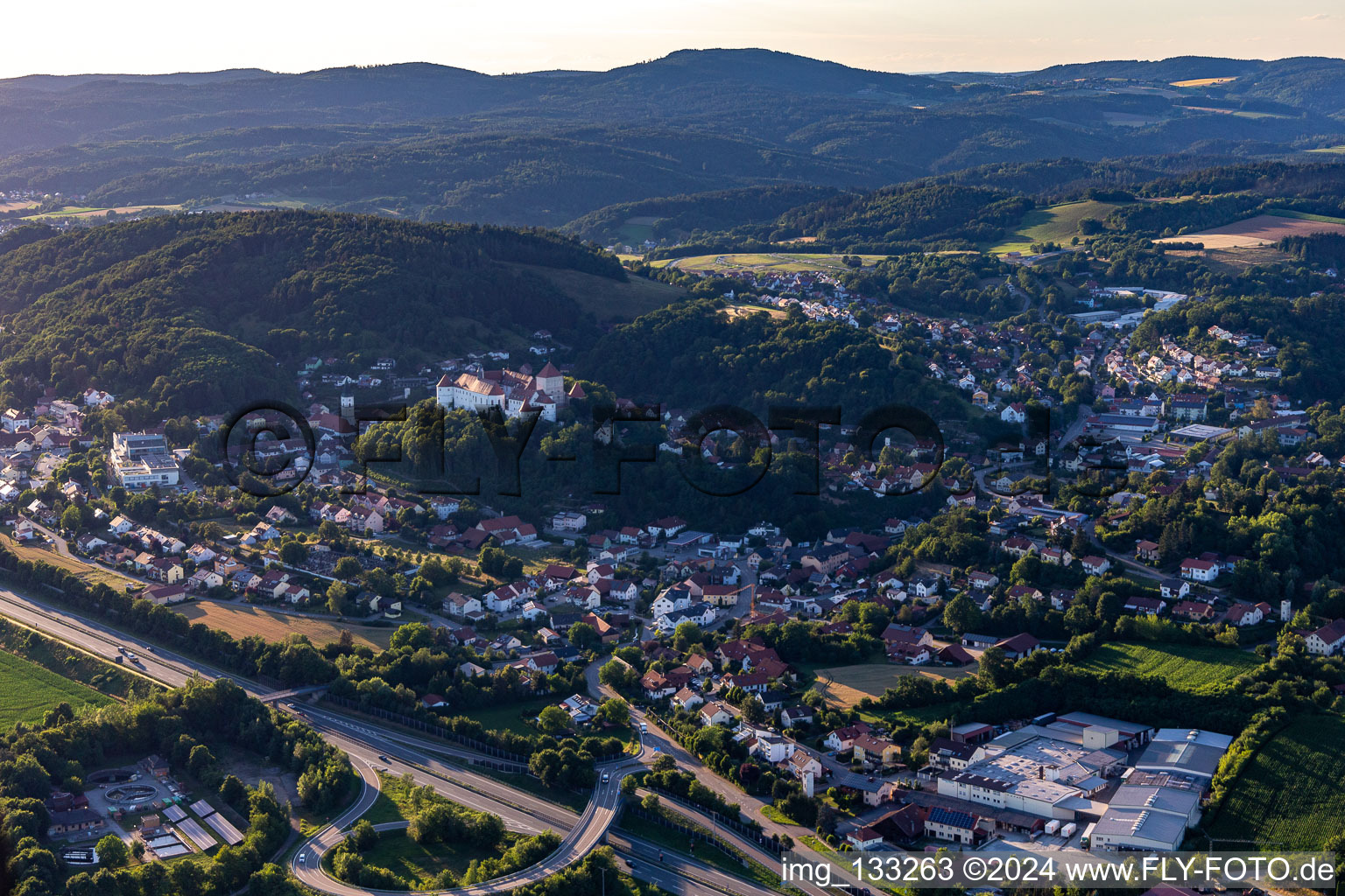 Aerial view of Wörth an der Donau in the state Bavaria, Germany