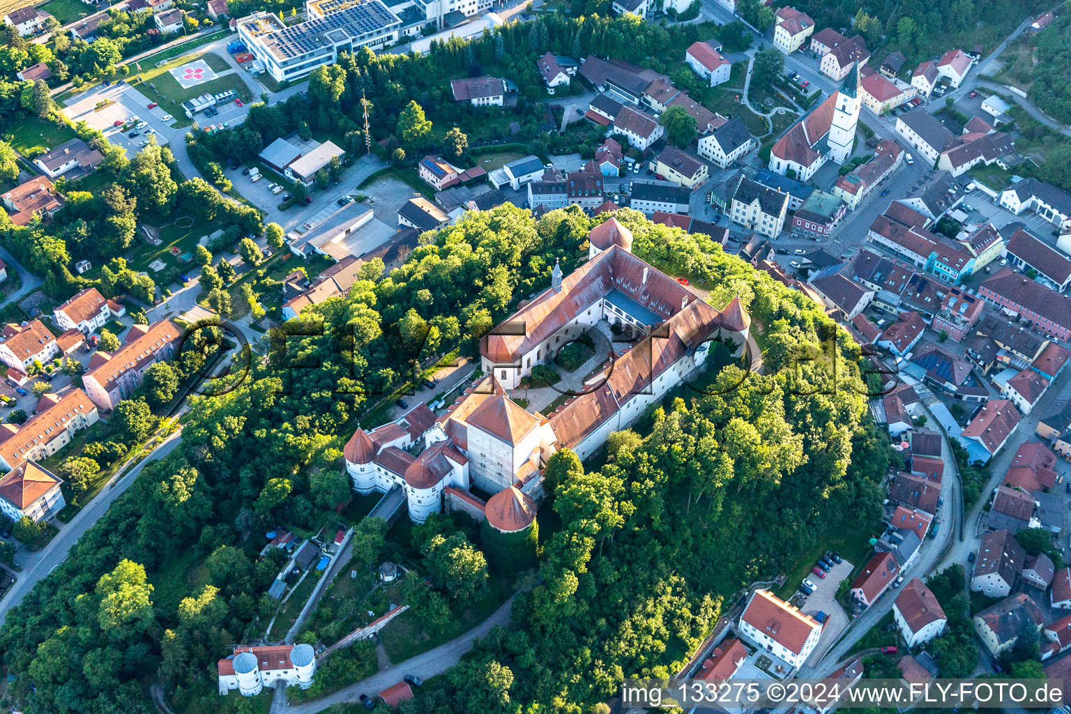 Pro Seniore Schloss Wörth in the district Hungersdorf in Wörth an der Donau in the state Bavaria, Germany seen from above