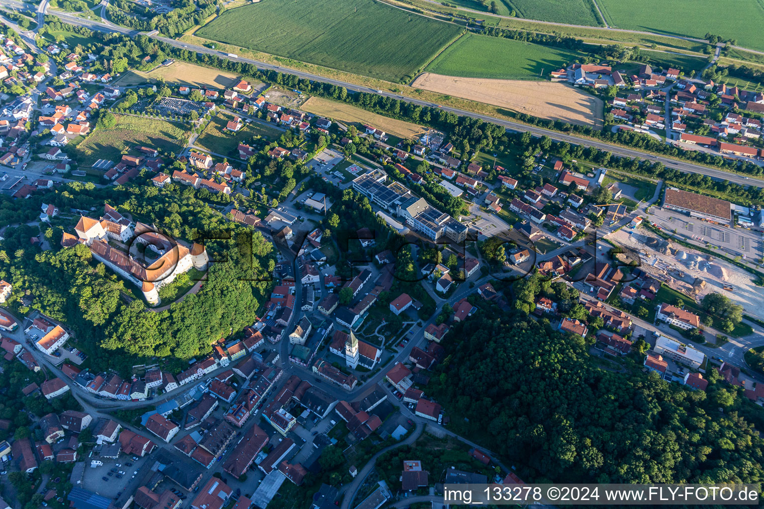 Aerial photograpy of Wörth an der Donau in the state Bavaria, Germany