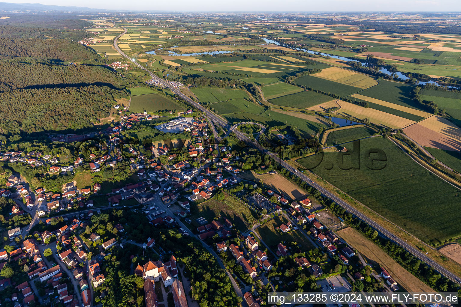 Aerial view of District Hungersdorf in Wörth an der Donau in the state Bavaria, Germany