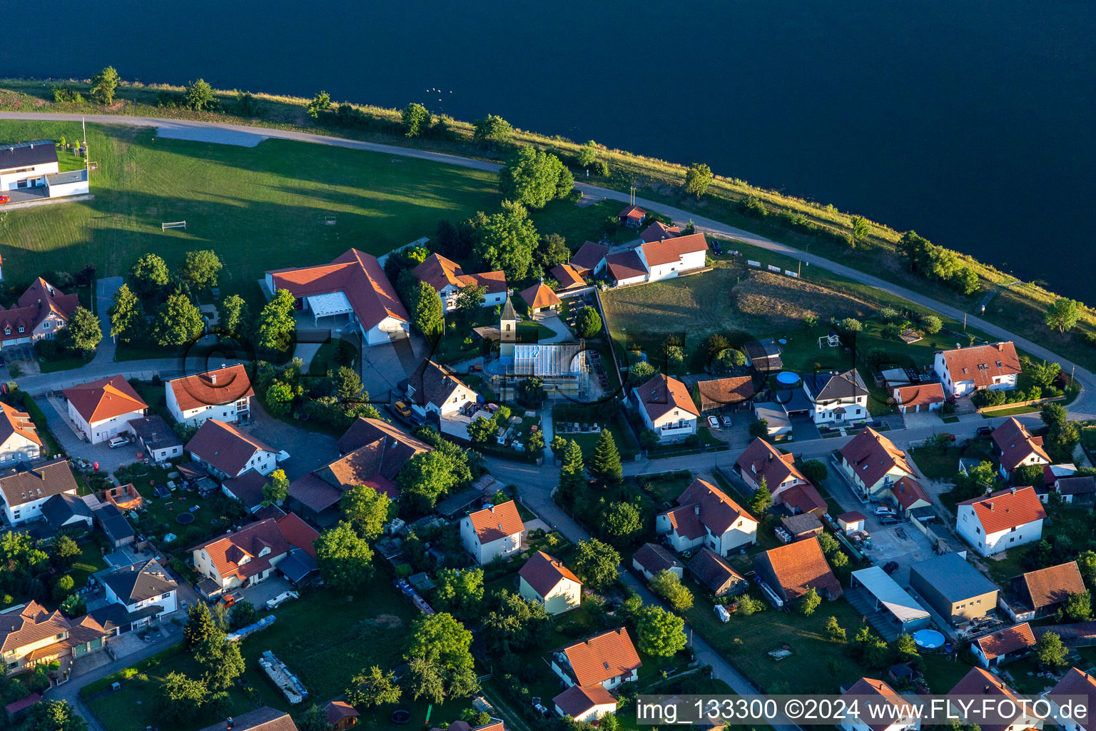 Aerial view of District Demling in Bach an der Donau in the state Bavaria, Germany