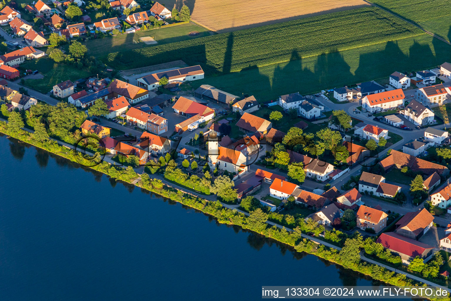 Oblique view of District Friesheim in Barbing in the state Bavaria, Germany