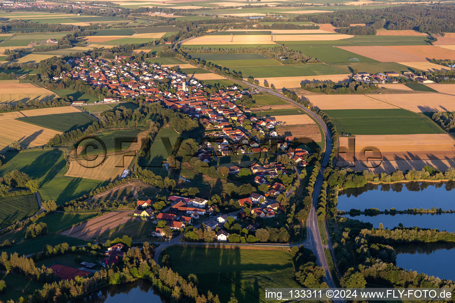 Aerial view of District Geisling in Pfatter in the state Bavaria, Germany