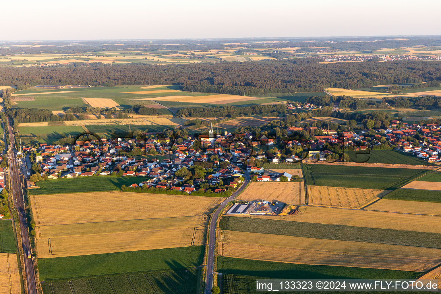 Aerial view of Sünching in the state Bavaria, Germany