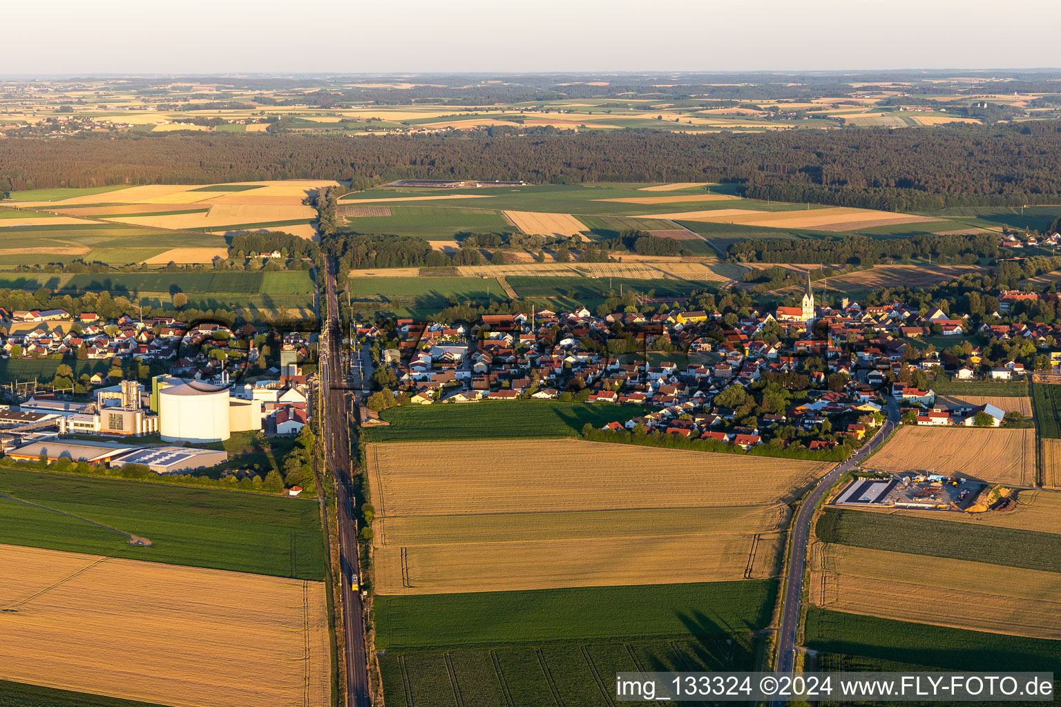 Aerial photograpy of Sünching in the state Bavaria, Germany