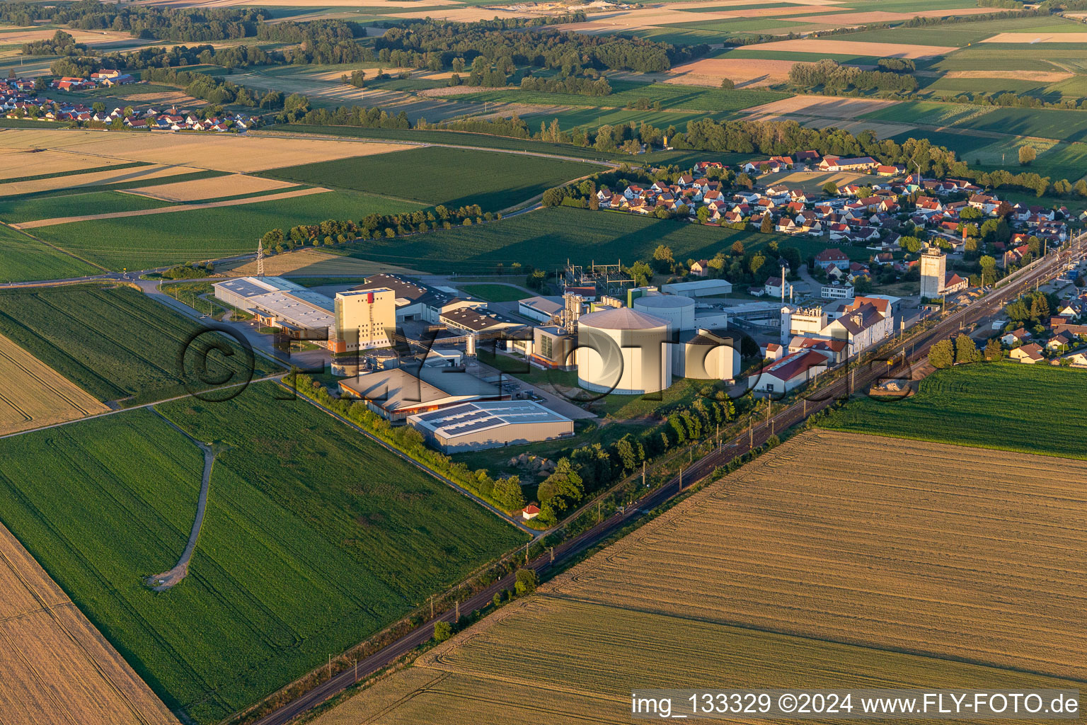 Aerial photograpy of Südstärke Industrial Estate in Sünching in the state Bavaria, Germany