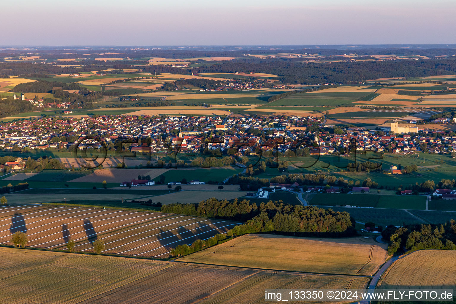 Geiselhöring in the state Bavaria, Germany from above